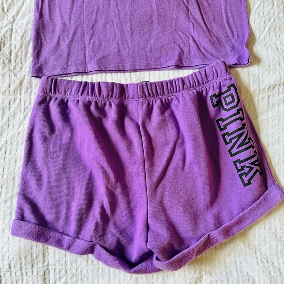 PINK Purple Lavender Short Sleeve Tee & Boyfriend Drawstring Shorts - Picture 13 of 14
